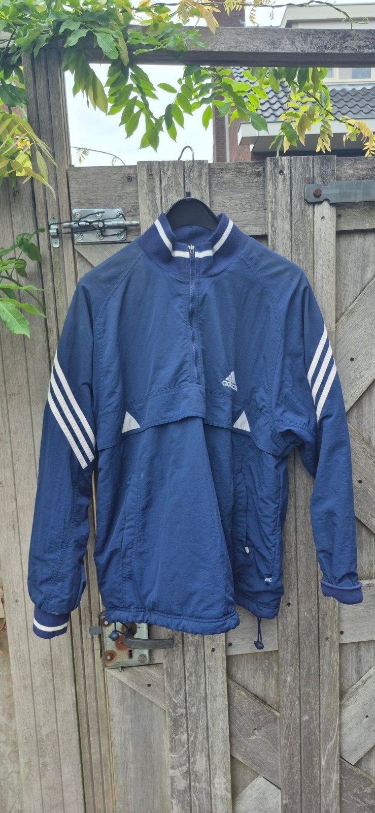 Retro Vintage Adidas Jasje - Gewatteerd - Unisex Maat L, Maat 52/54 (L), Blauw, Ophalen of Verzenden, Adidas