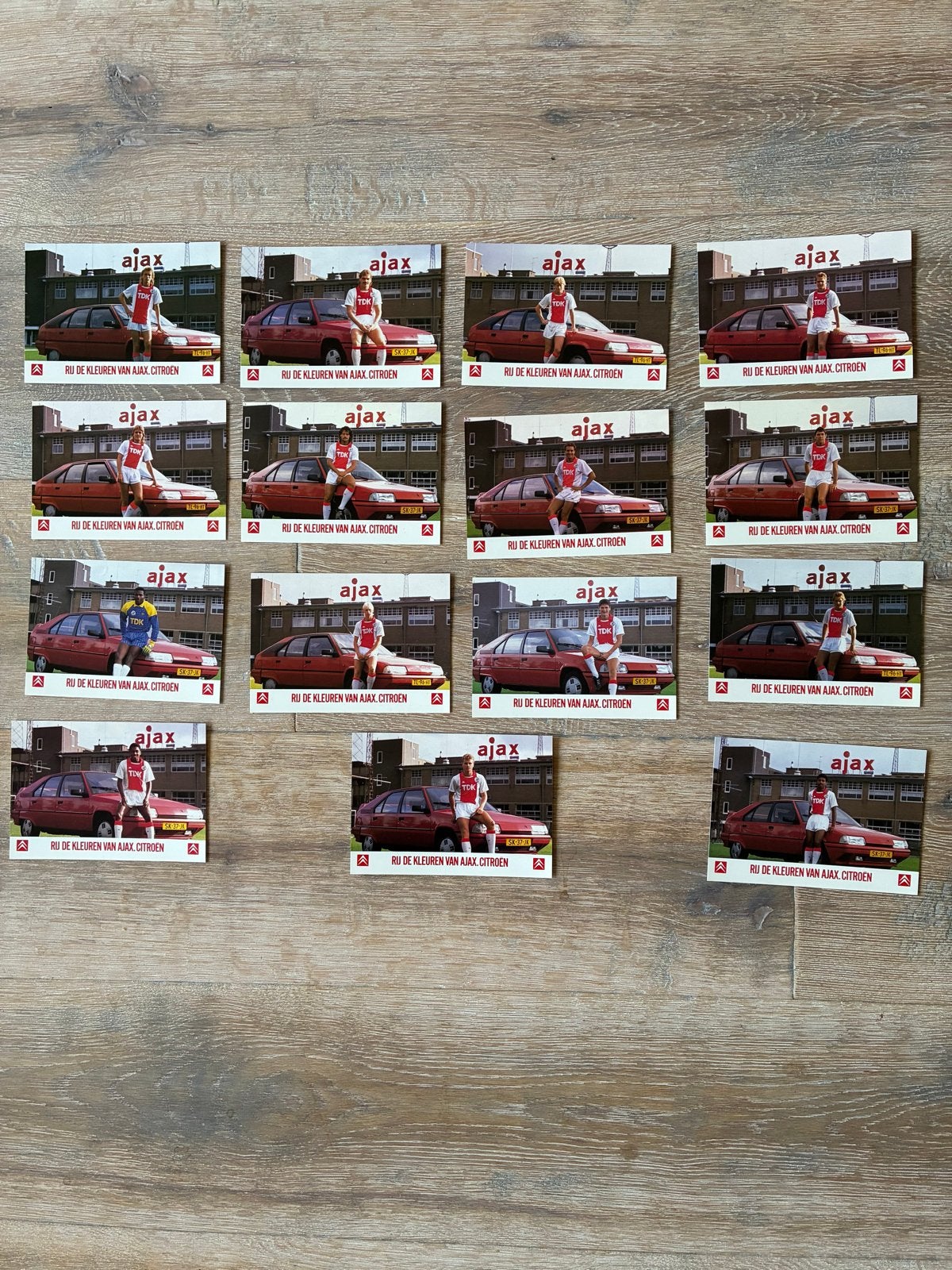 Ajax Citroën reclamekaarten 1988-1989 (17 stuks), Verzamelen, Ophalen, 1980 tot heden, Ongelopen, Sport en Spel