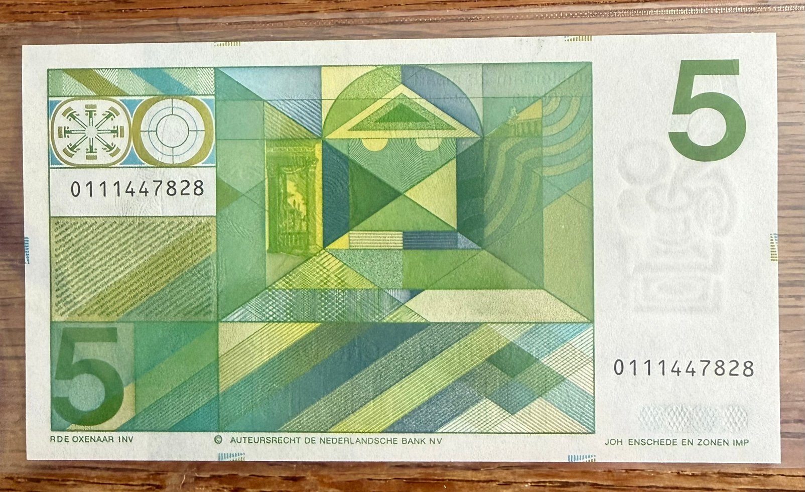 5 gulden Vondel 1973, UNC, 0111447828, Postzegels en Munten, Bankbiljetten | Nederland, Ophalen of Verzenden, 5 gulden, Los biljet