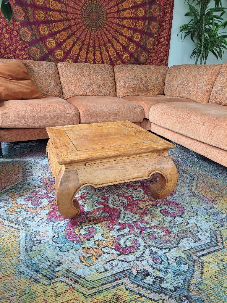 Teakhouten opium tafels, Ophalen, Gebruikt, 50 tot 100 cm, Teakhout