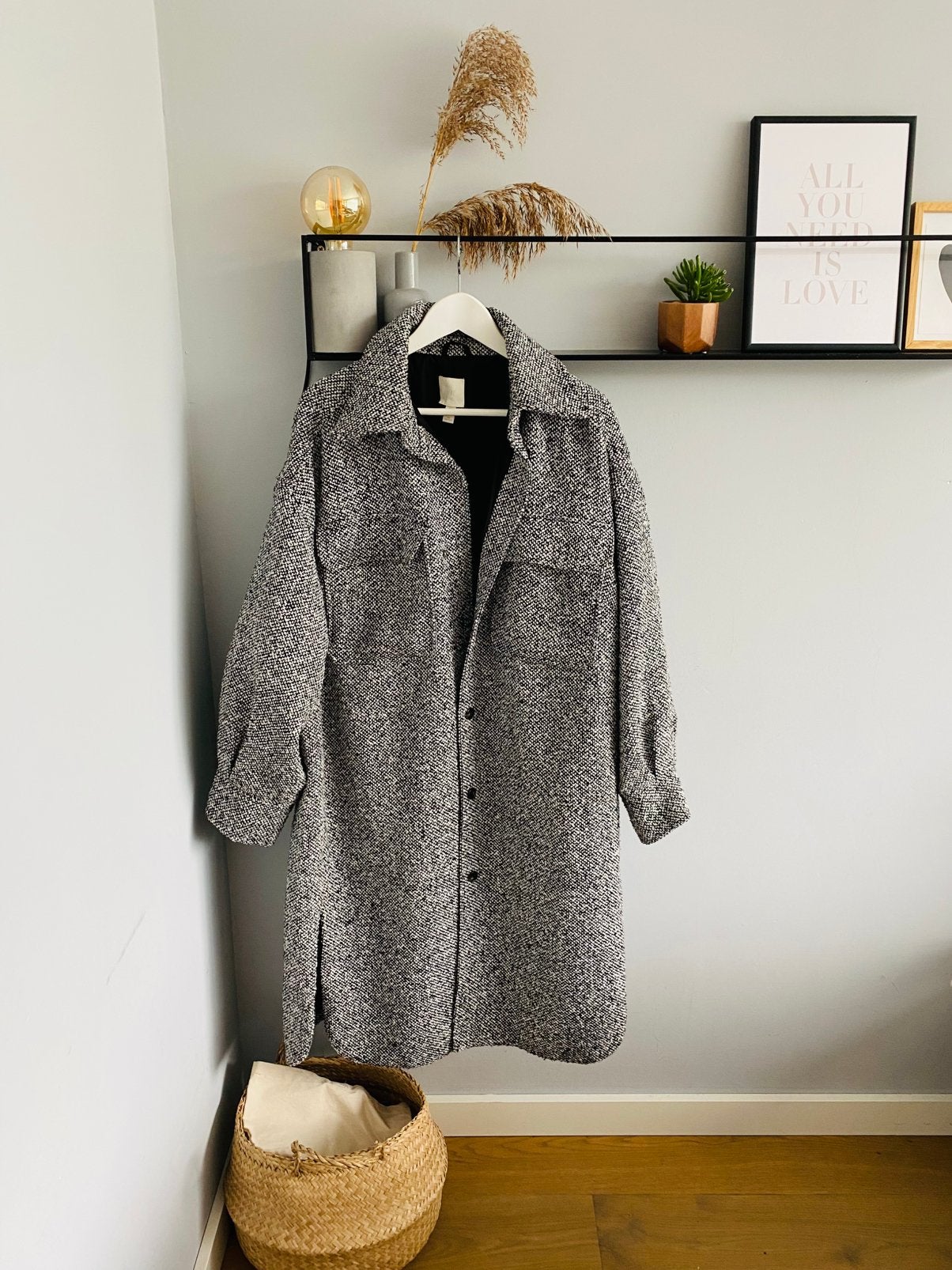 Jas/ winterjas/ mantel/ overjas/ overshirt van H&M, L/40, Kleding | Dames, Jassen | Winter, Maat 42/44 (L), Zwart, Ophalen of Verzenden