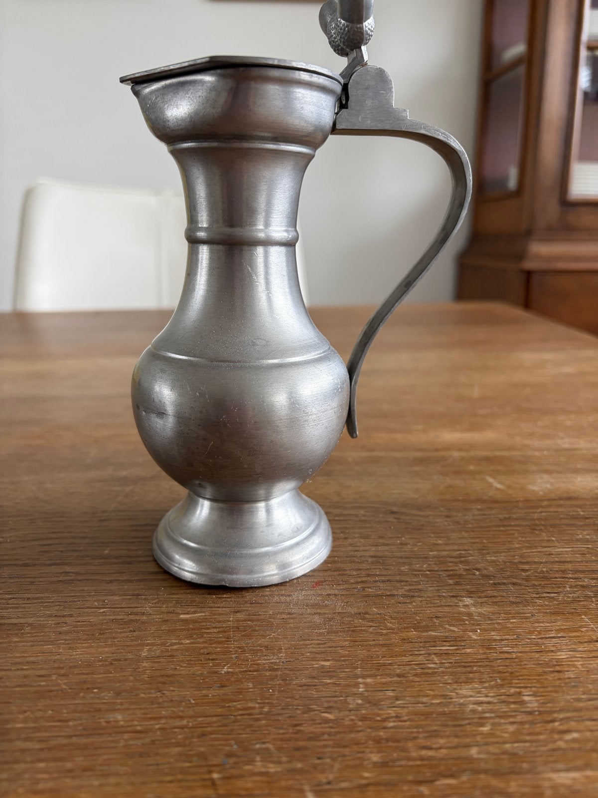 Tinnen kannetje met eikeltjes deksel en handvat, Antiek en Kunst, Ophalen of Verzenden