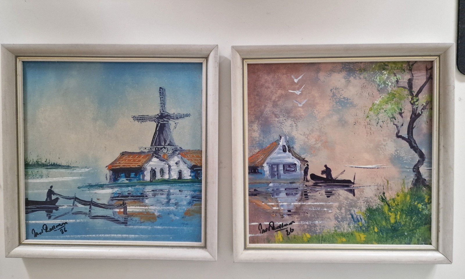 Schilderij olieverf 2 x Paul Rollman, Paneel, Ophalen of Verzenden, Landschap, Olieverf
