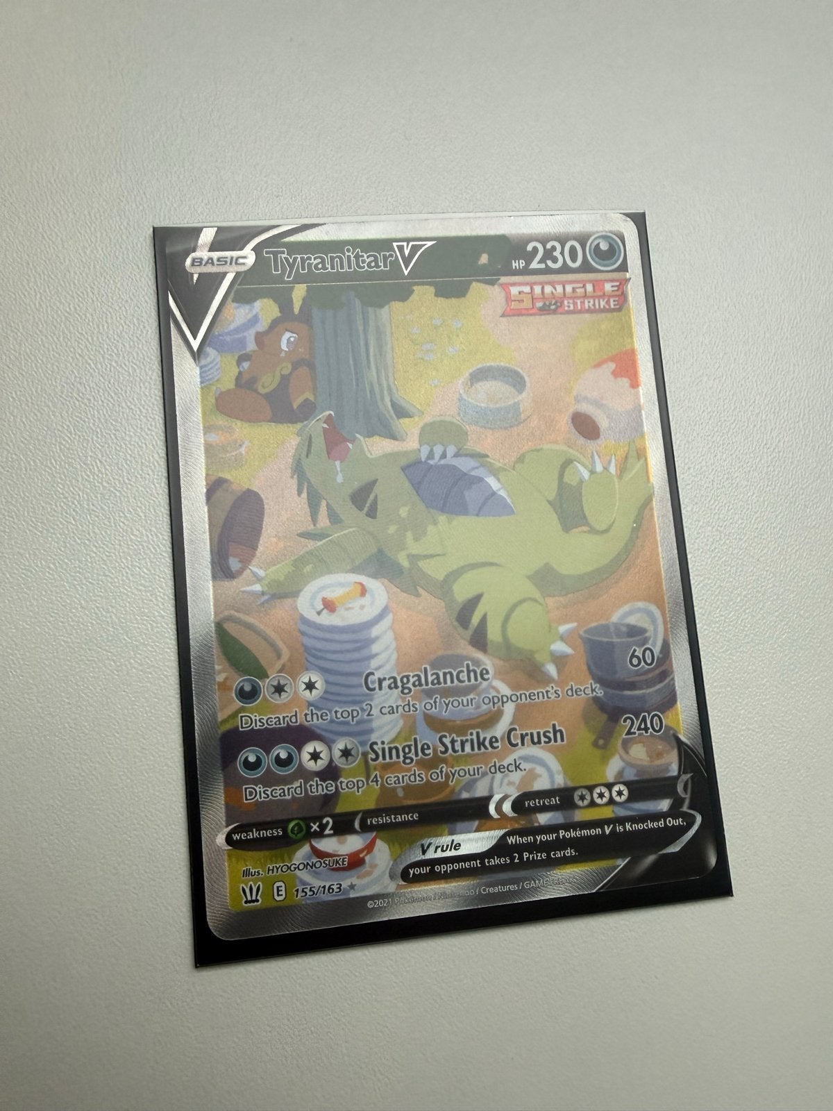 Tyranitar V (Alternate Art) Pokémon kaart 155/163, Ophalen of Verzenden, Zo goed als nieuw, Losse kaart, Foil