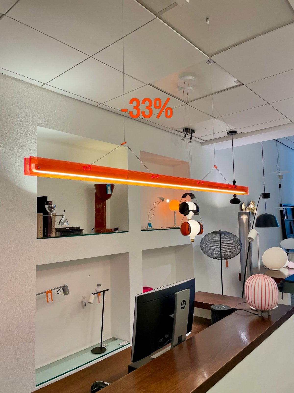 Tonone Bridge Hanglamp 150 cm Lava Oranje Showroomopruiming, Ophalen of Verzenden, Zo goed als nieuw, Kunststof, Design