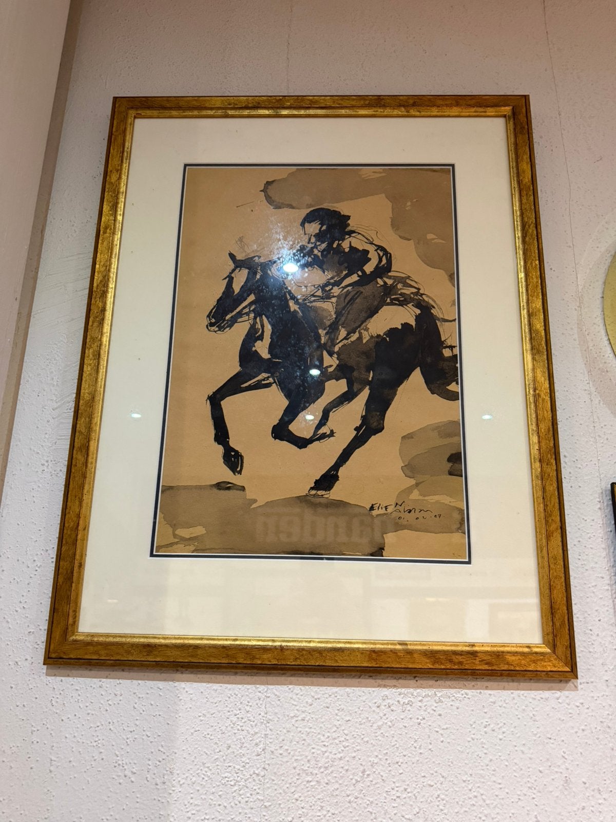 Atalay 1979 - ruiter te paard, Turkse school, aquarel, Ophalen of Verzenden
