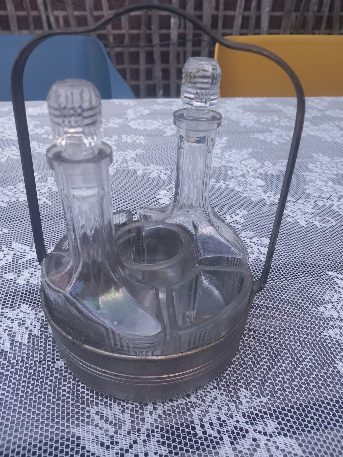 Art Deco Karaf en Olie/Azijn Set, Ophalen of Verzenden