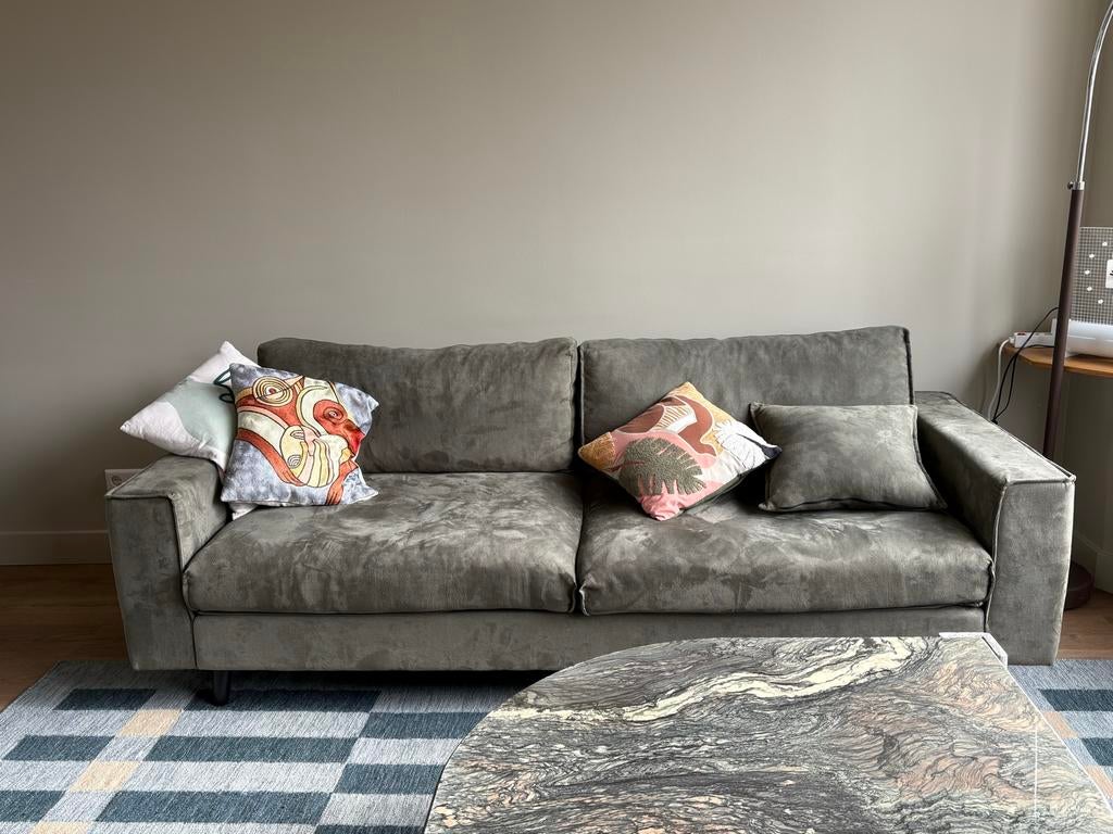 Goosens bank Jonas 3,5-zits olijfgroen, Ophalen, Gebruikt, Urban industrieel, 75 tot 100 cm