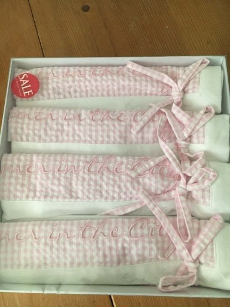 Riviera Maison servetten van stof roze wit ruitje, Ophalen, Nieuw, Wit, Overige typen