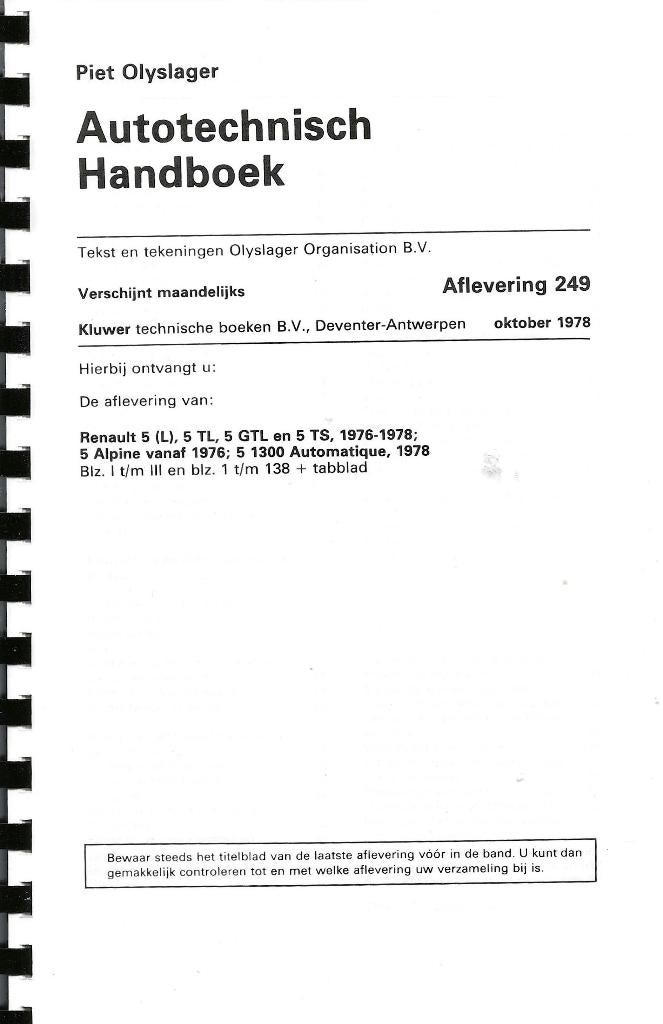 Renault  5 1976 - 1978 Autotechnisch handboek, Verzenden