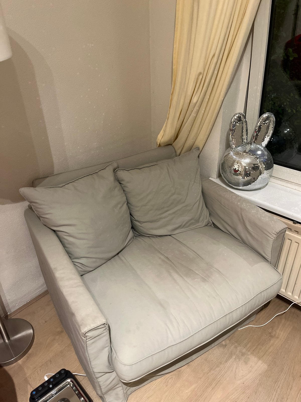 Comfortabele grijze fauteuil, Ophalen, Gebruikt, Stof, 75 tot 100 cm