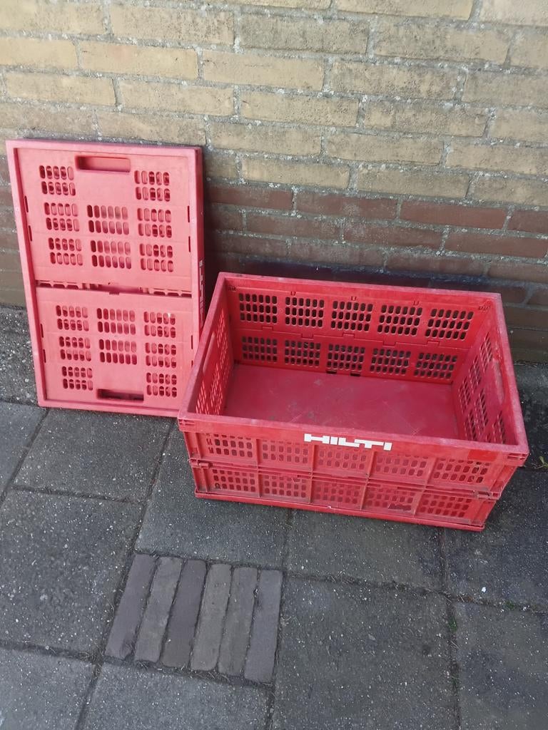 2 Grote Opvouwbare Plastic Kratten - 58x38x30 cm, Ophalen