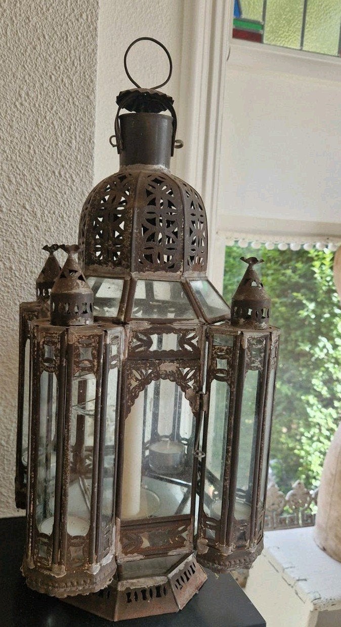 Prachtige brocante lantaarn~franse lantaarn?~ oude kerst, Ophalen of Verzenden