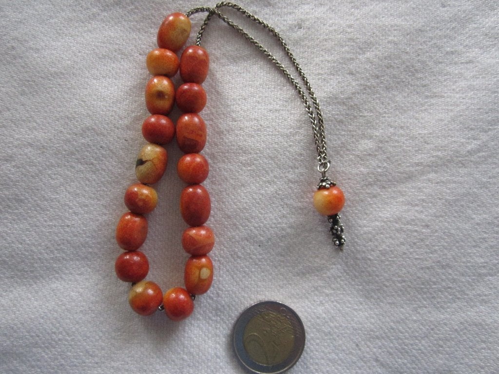 5.   Schitterende ketting/mala,  appelkoraal  zilver 925, Ophalen, Overige materialen, Ketting
