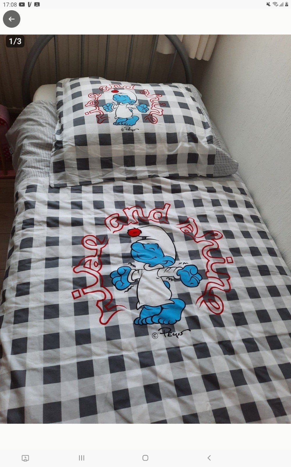 Leuk 1 persoons Smurfen dekbedovertrek+ kussensloop, Verzamelen, Ophalen of Verzenden, Zo goed als nieuw