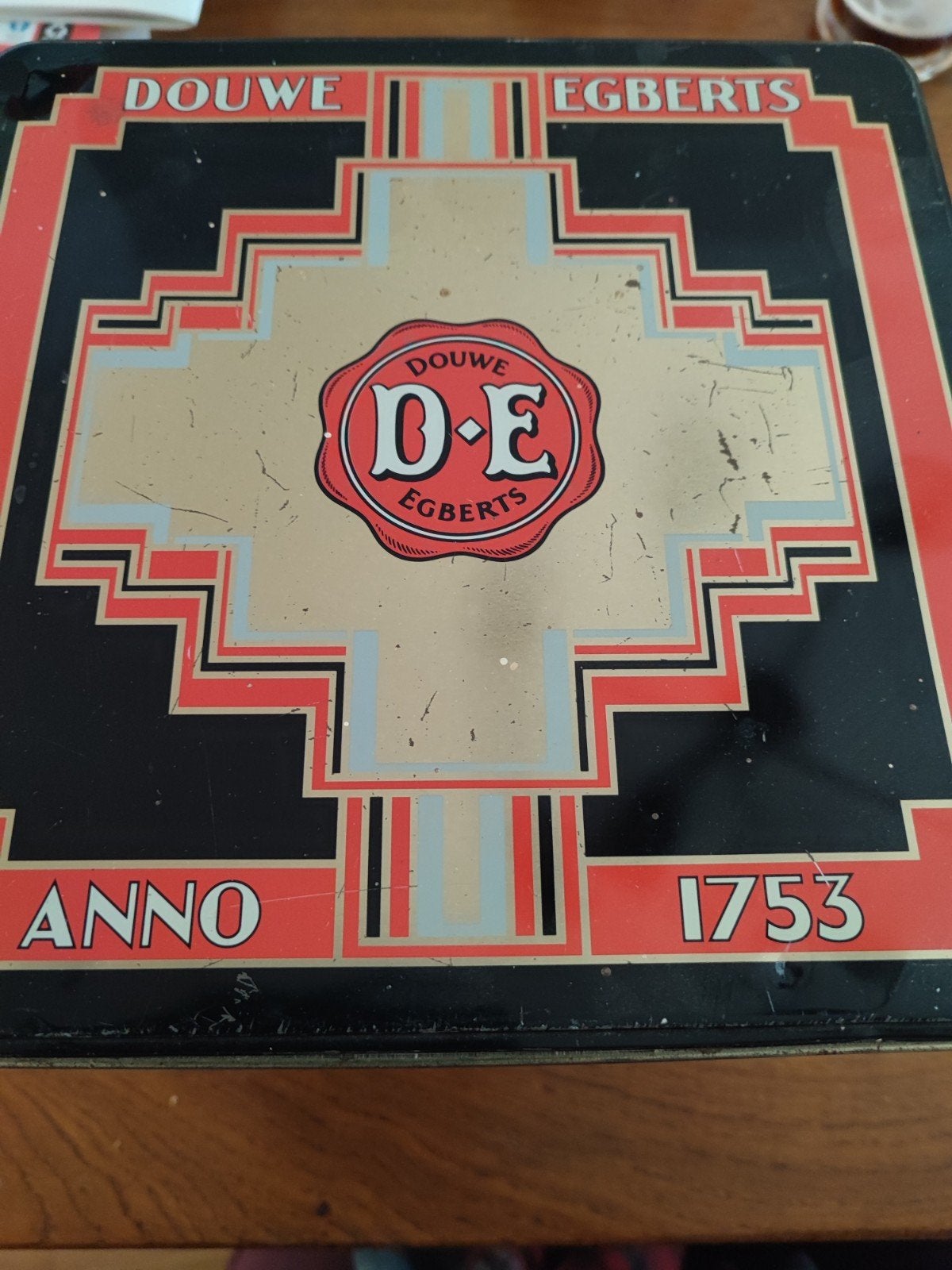 Vintage Douwe Egberts Blik Anno 1753 - Koffie/Thee Bus, Ophalen of Verzenden, Gebruikt, Koffie, Douwe Egberts