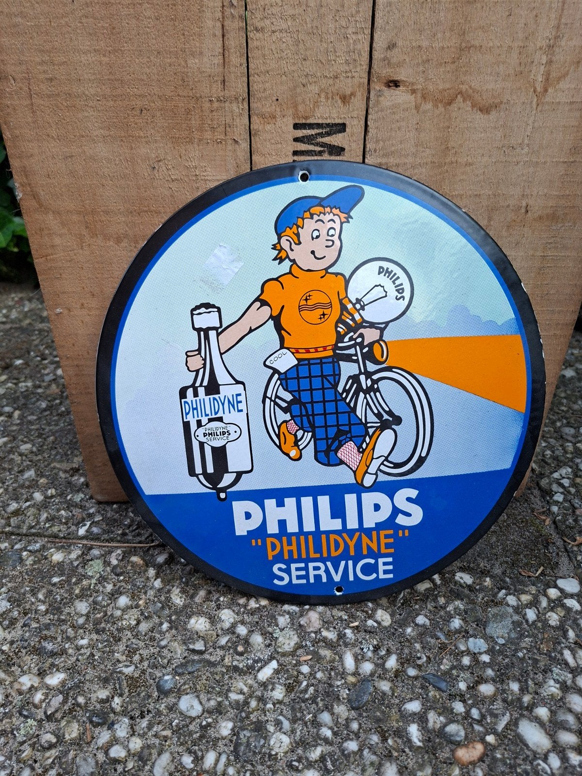 Philips 'Phildyne' Service Emaille Bord - Reproductie, Verzamelen, Merken en Reclamevoorwerpen, Ophalen of Verzenden
