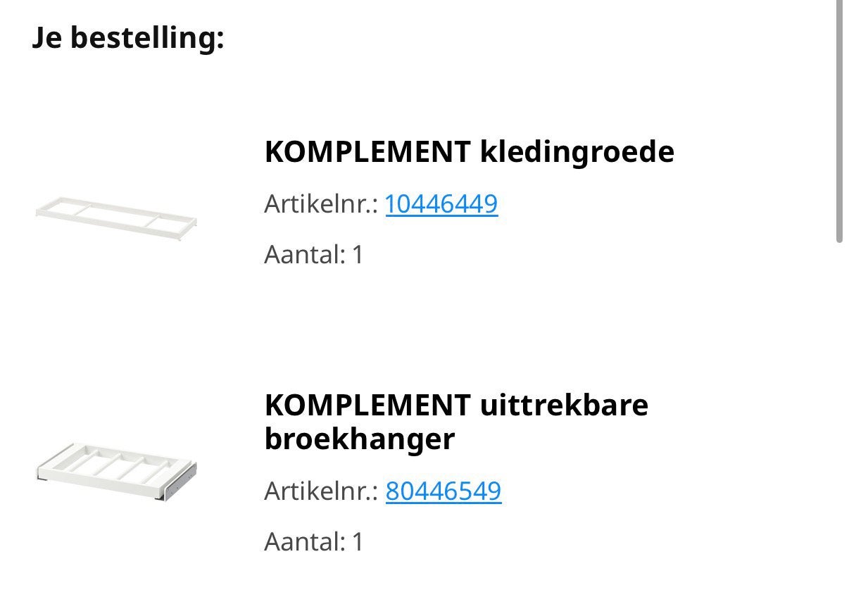 Pax komplement onderdelen 35 diep, Eén persoon, Cadeaubon