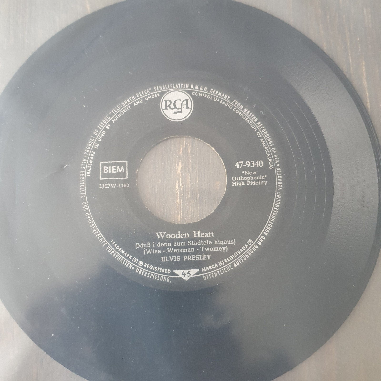 Elvis Presley - Wooden Heart / Tonight's All Right For Love, Cd's en Dvd's, Ophalen, Gebruikt, Originele persing, 7 inch