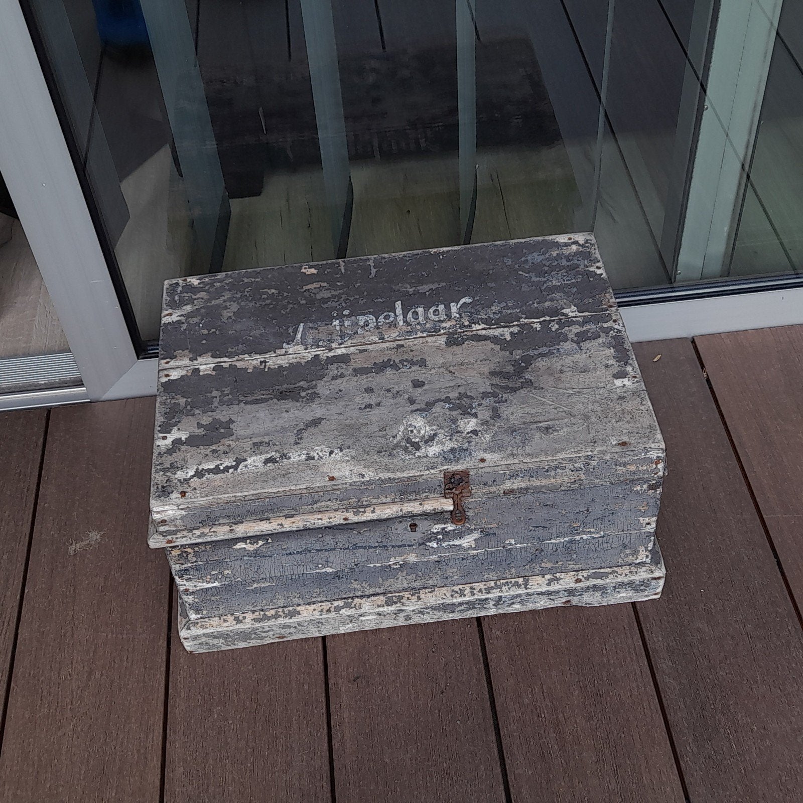 oude houten kist met verweerde look, Antiek en Kunst, Ophalen of Verzenden