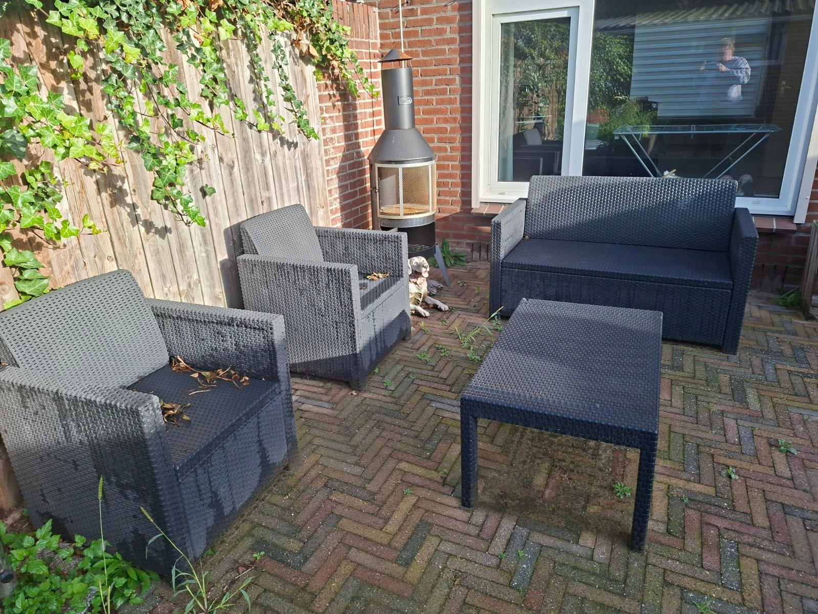 Tuinset gebruikt, Ophalen, 4 zitplaatsen, Kunststof, Gebruikt