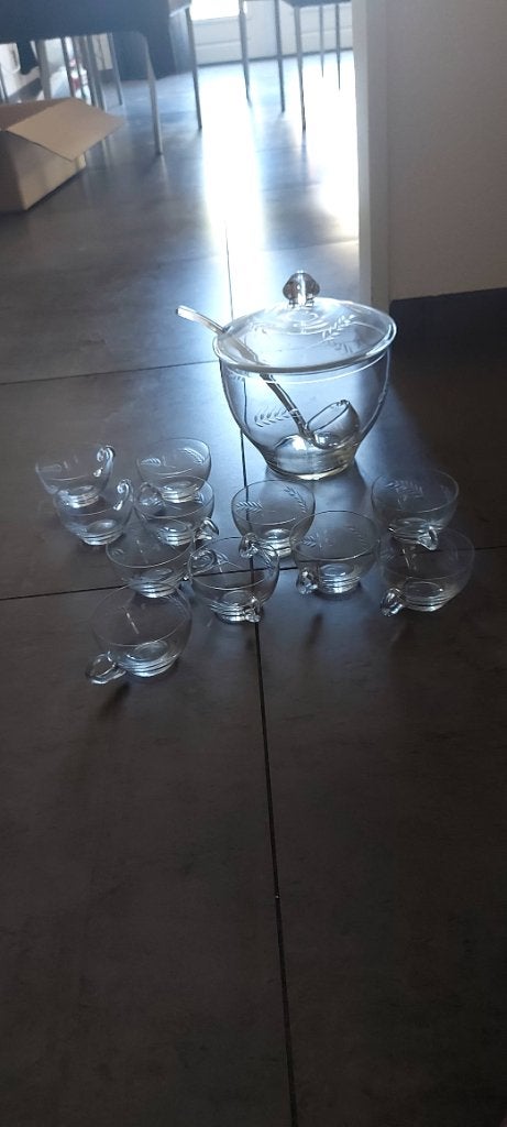 Mooie gegraveerde bowlset, Antiek en Kunst, Ophalen