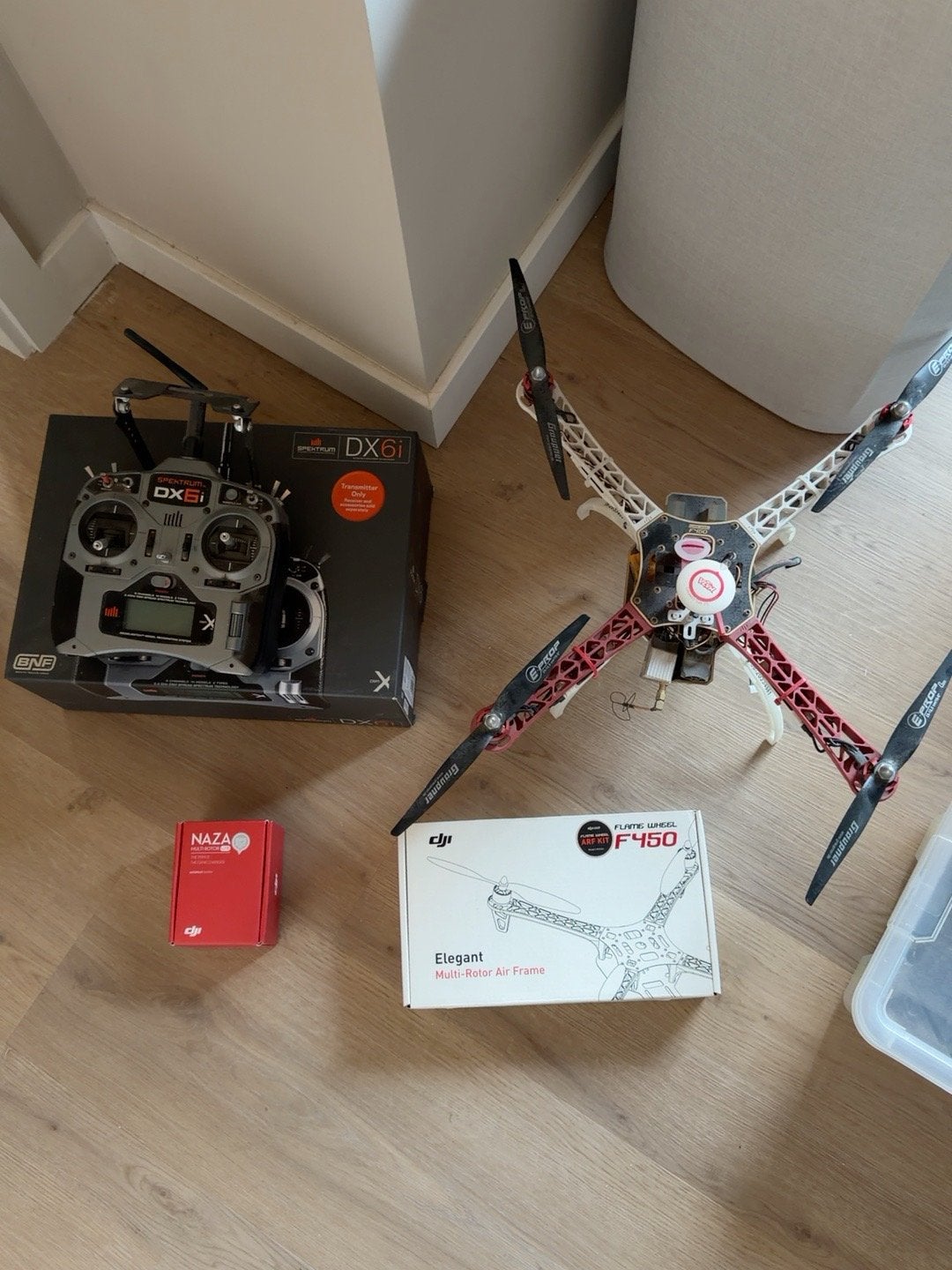 DJI F450 met NAZA, Blade mQX, DX6i en onderdelen, Hobby en Vrije tijd, Ophalen of Verzenden, Gebruikt, Quadcopter of Multicopter