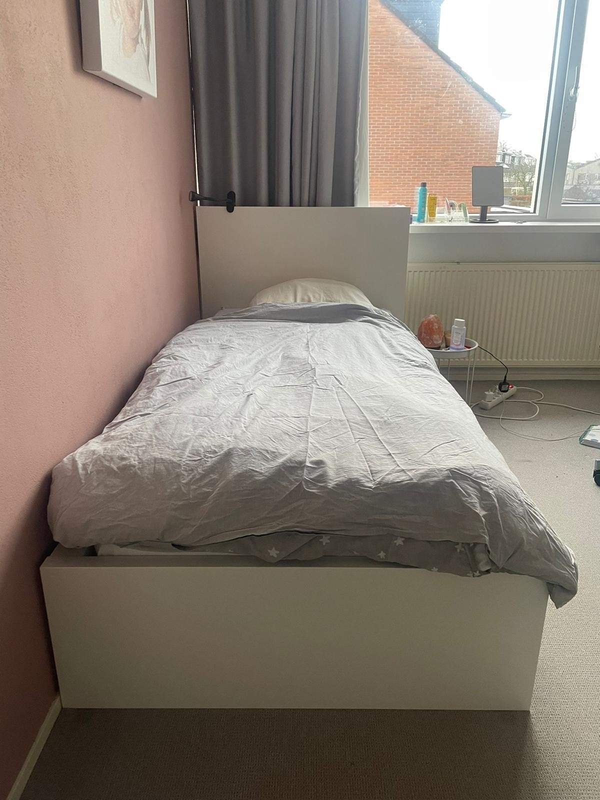 Ikea MALM bedframe wit - Eenpersoons, Ophalen, Gebruikt, 90 cm, Eenpersoons