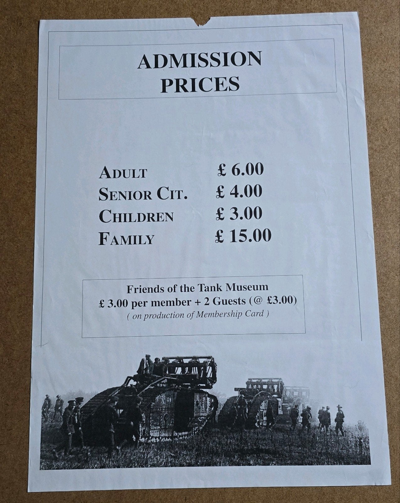 Admission prices Tank Museum vintage poster, Ophalen of Verzenden, Landmacht, Engeland, Foto of Poster