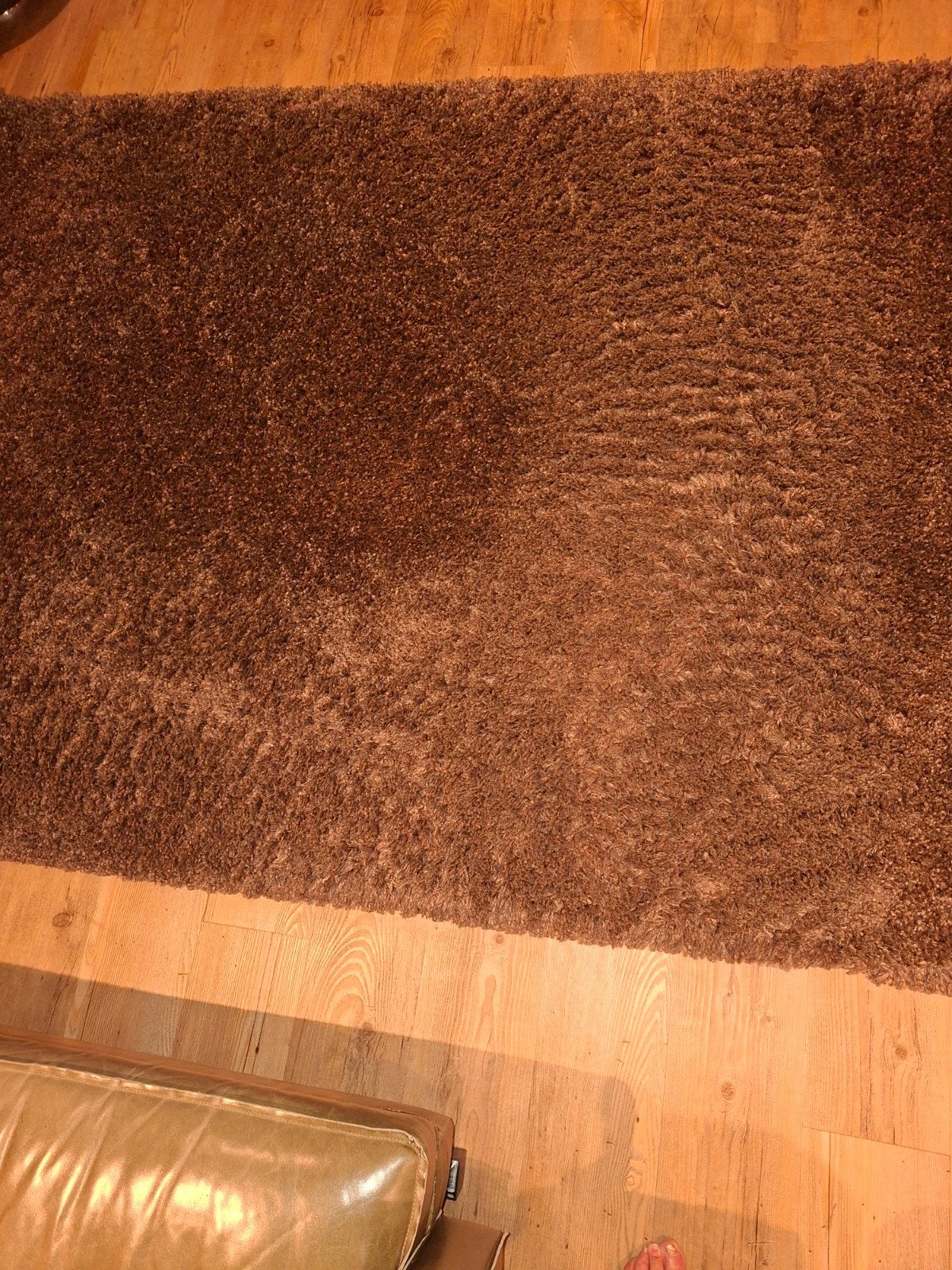 Bruin vloerkleed, zacht en comfortabel, Ophalen, Gebruikt, Bruin, 150 tot 200 cm