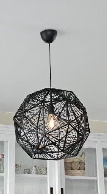 Zwarte design hanglamp, Ophalen, Kunststof, Zo goed als nieuw, Modern