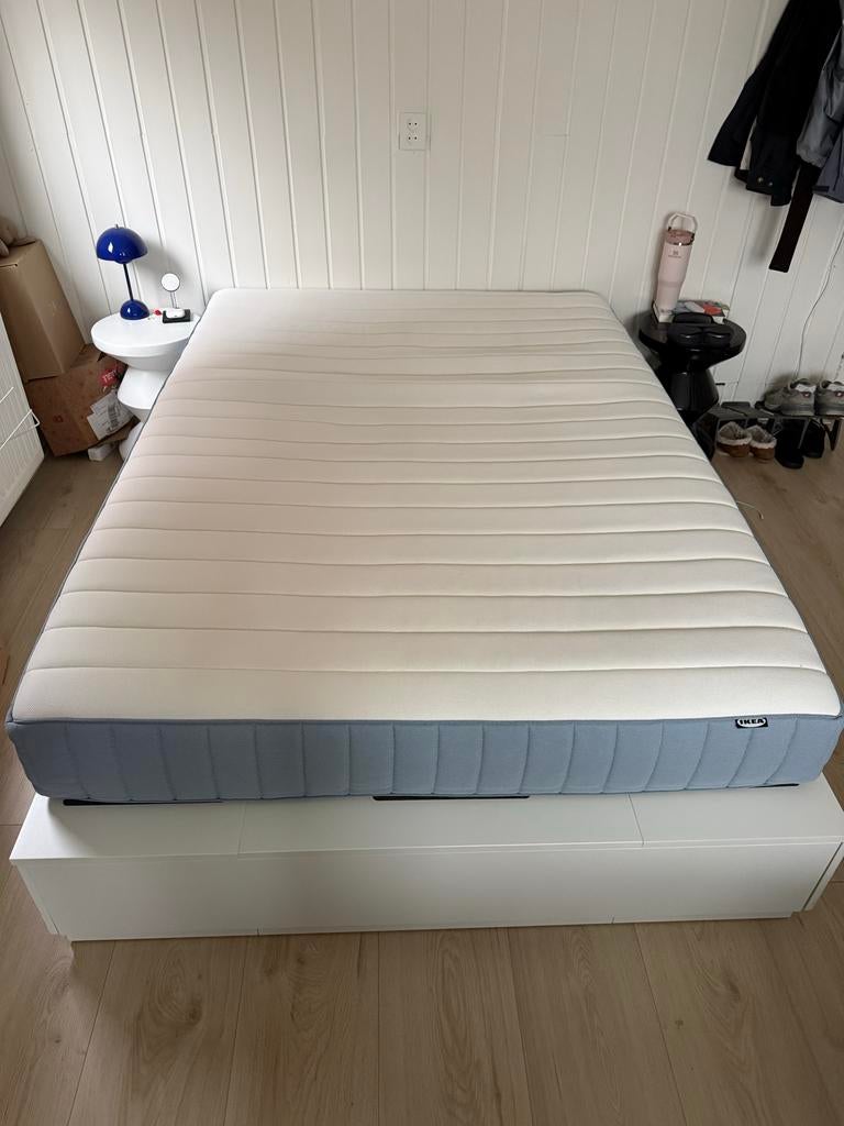 IKEA Nordli bedframe met lades 140x200, Ophalen, Gebruikt, Wit, Tweepersoons