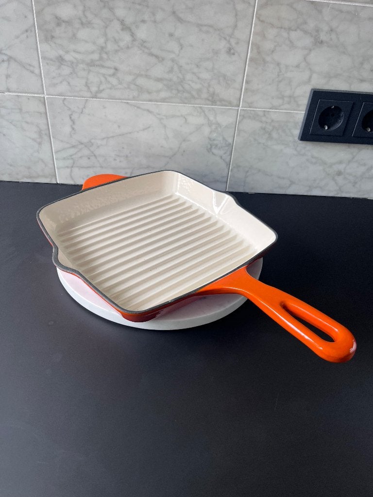 emaille grillpan oranje gsw, Huis en Inrichting, Keuken | Potten en Pannen, Verzenden, Nieuw, Gietijzer, Koekenpan of Braadpan
