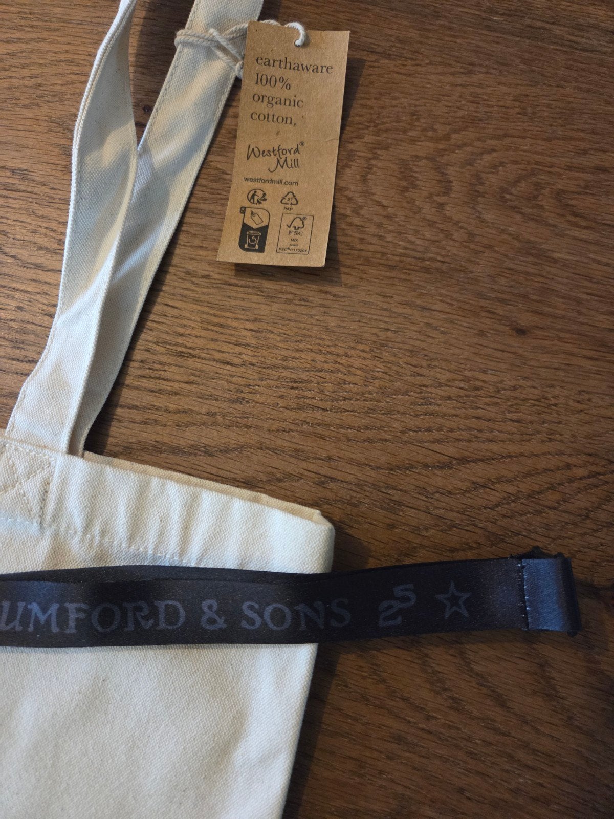 mumford&sons tas en keycord, Ophalen of Verzenden, Nieuw, Beige, Shopper