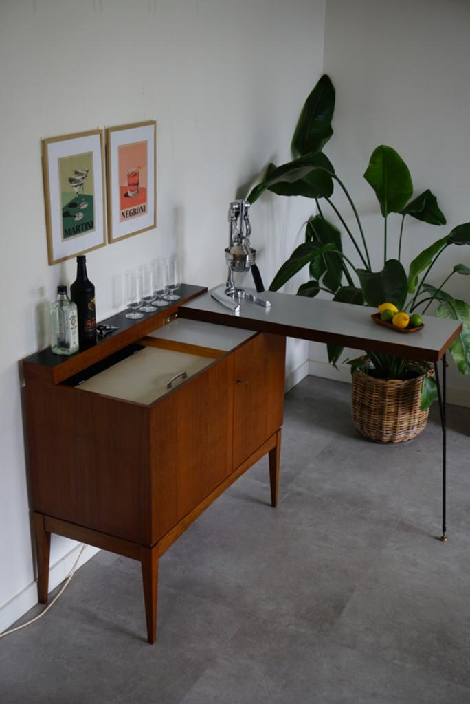 Vintage mid-century - barmeubel-homebar koelkast - jaren 70, Ophalen, 100 tot 150 cm, ., Mid-Century