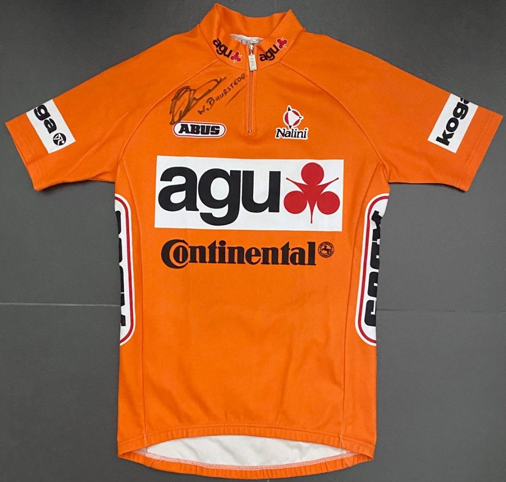 Wielershirt AGU–CONTINENTAL–WALLY BUURSTEDE–1996–gesigneerd, Ophalen of Verzenden, Gebruikt, Overige typen