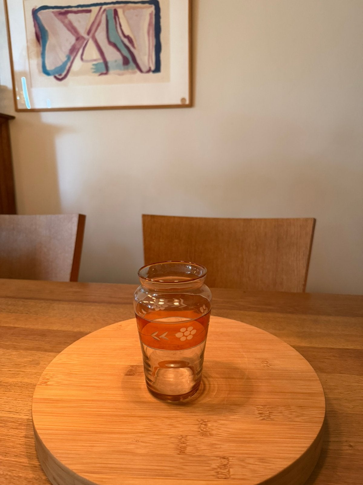 Vintage vaasje Boheems glas amber, Antiek en Kunst, Ophalen of Verzenden