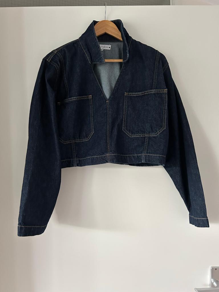 Zara Cropped Denim Jasje - Maat XL, Kleding | Dames, Jassen | Zomer, Zo goed als nieuw, Maat 46/48 (XL) of groter, Blauw, Ophalen of Verzenden
