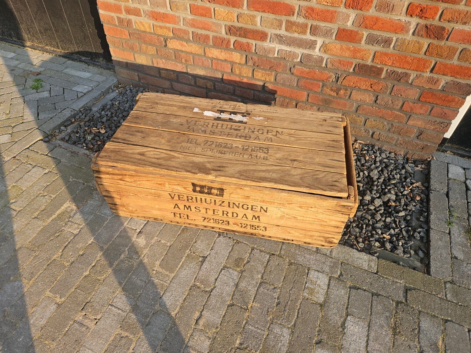 Vintage houten verhuisdoos / kist - Amsterdam - 2 stuks, Ophalen, Gebruikt, 100 tot 150 cm, 5 – 50