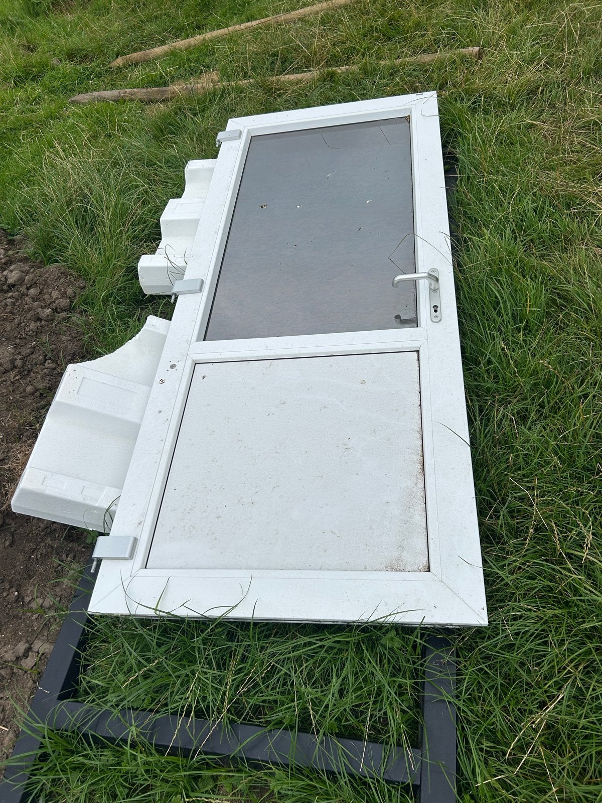 Witte kunststof buitendeur met glas, Ophalen, Gebruikt, 80 tot 100 cm, 200 tot 215 cm