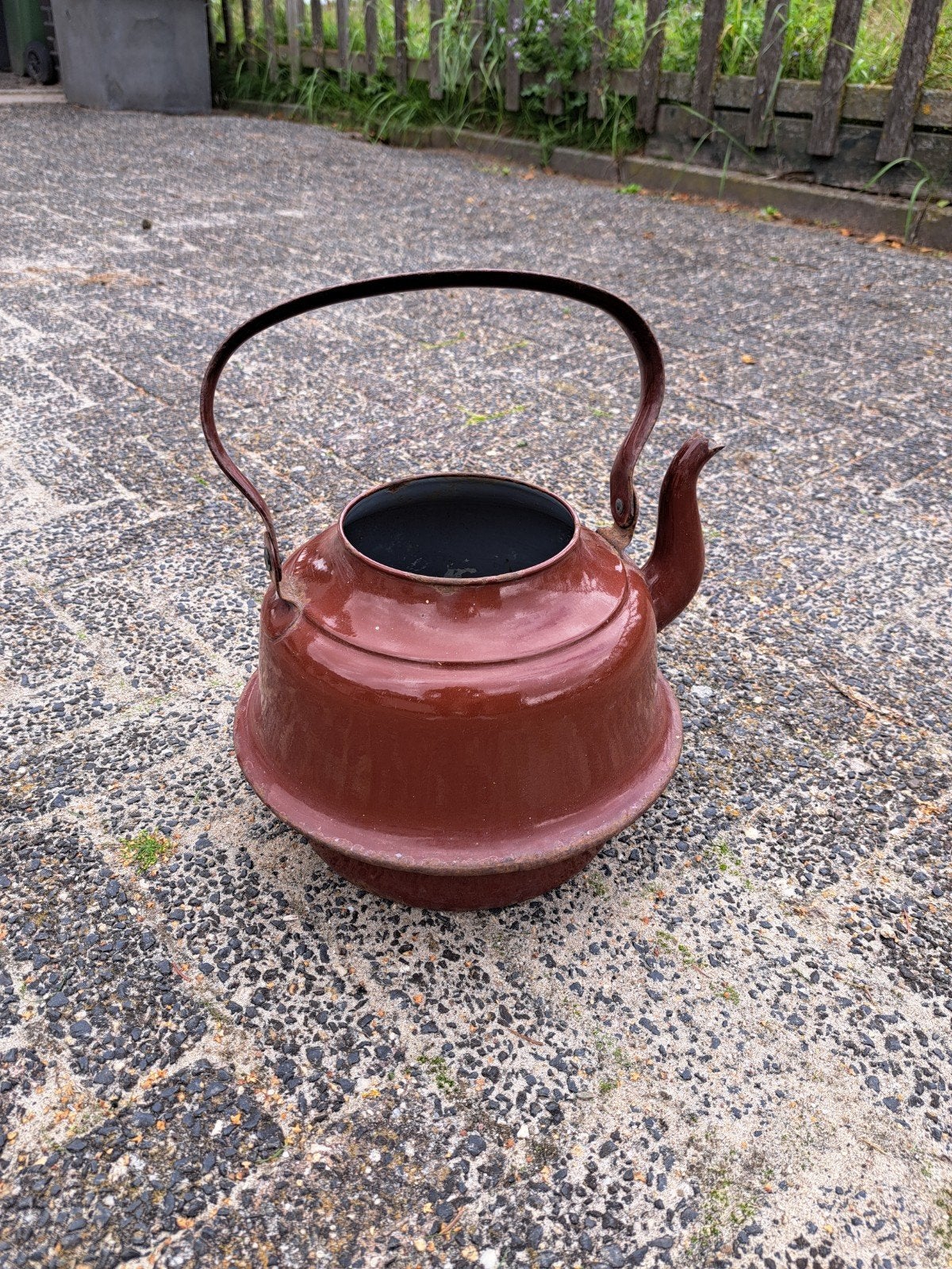 Antieke emaille theepot - roodbruin, Ophalen