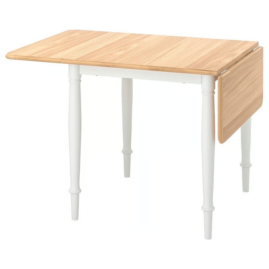Ikea DANDERYD eettafel, eikenfineer/wit, zo goed als nieuw, Ophalen, 100 tot 150 cm, 50 tot 100 cm, Zo goed als nieuw