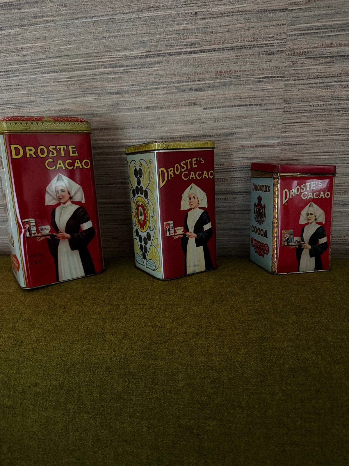 Set van 3 Vintage Droste Cacao Blikken, Ophalen