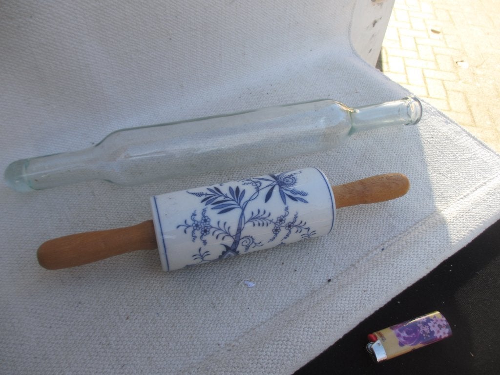 Meissen porselein deegroller/ Franse glazen deegroller, Antiek en Kunst, Ophalen of Verzenden