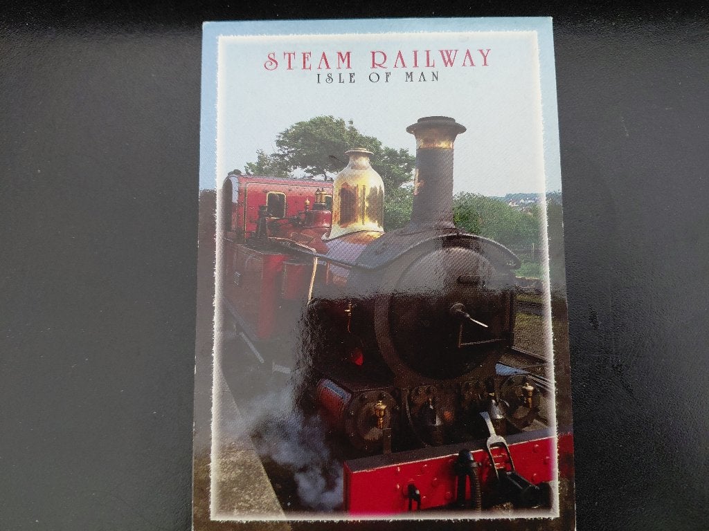 Steam Railway, Isle of Man, gelopen. John Hinde., Verzamelen, Verzenden, Gebruikt, Trein, Kaart of Prent