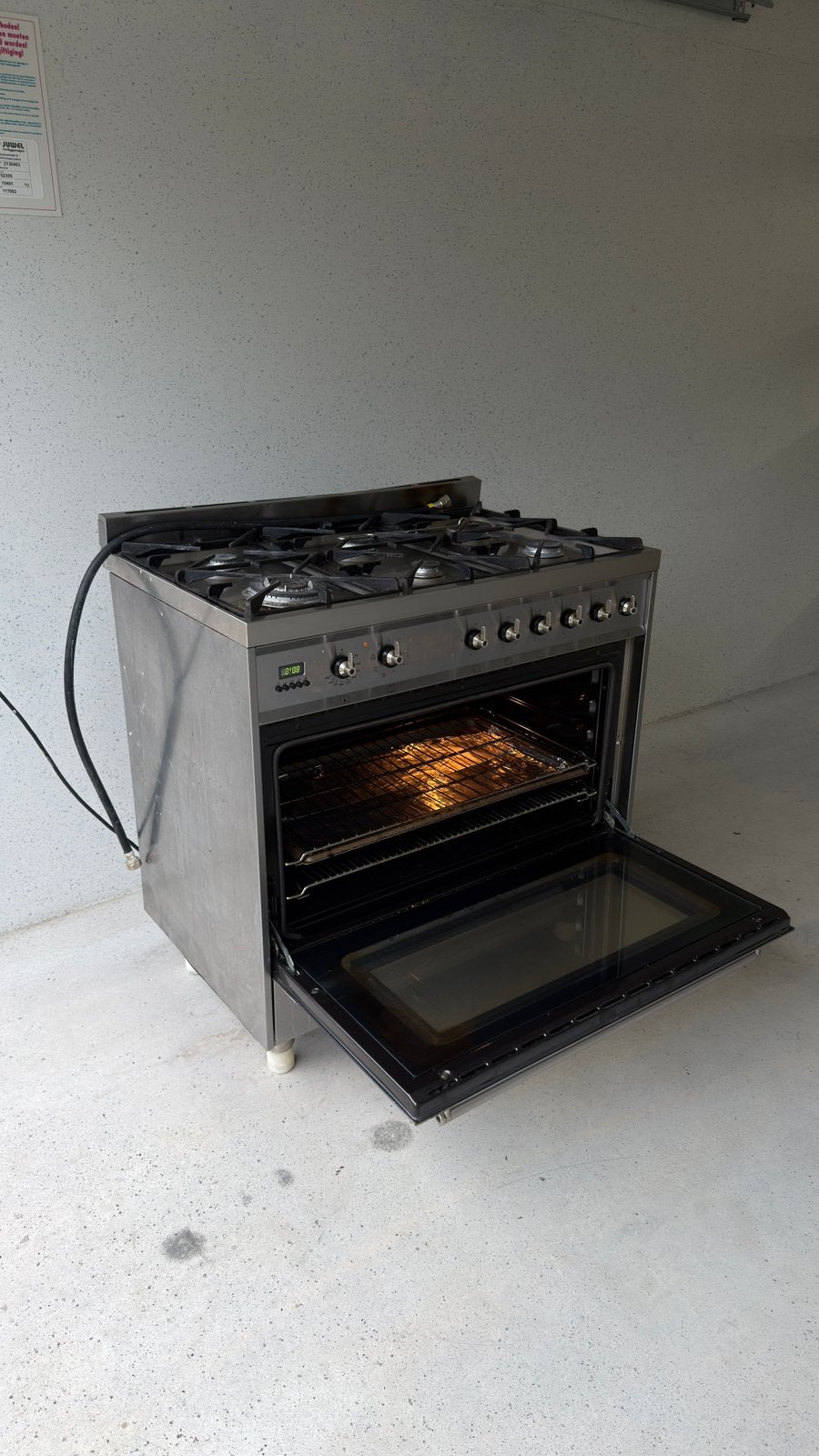Luxe Smeg gasfornuis en oven 6 pits 90cm, Witgoed en Apparatuur, Fornuizen, Ophalen, Gebruikt, 60 cm of meer, Gas