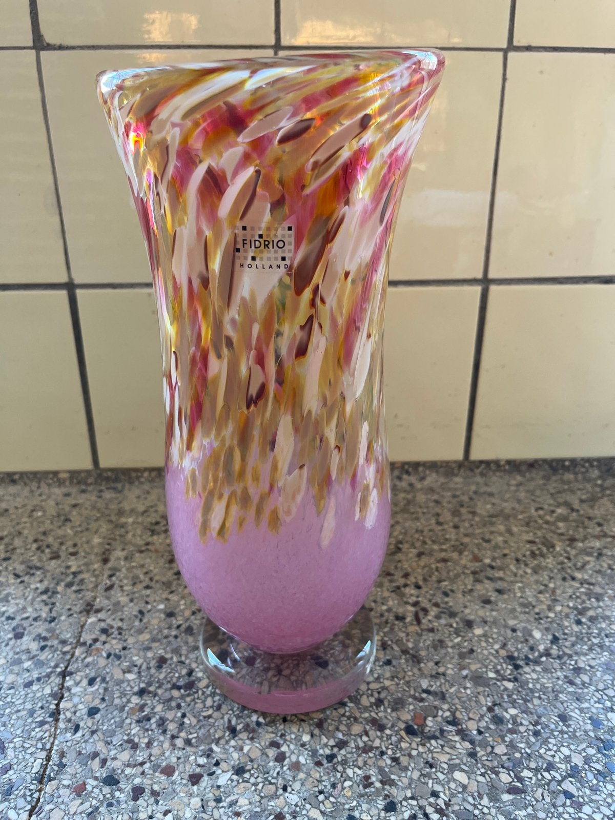 Fidrio Holland Glazen Vaas - Roze/Multicolor, Antiek en Kunst, Ophalen of Verzenden