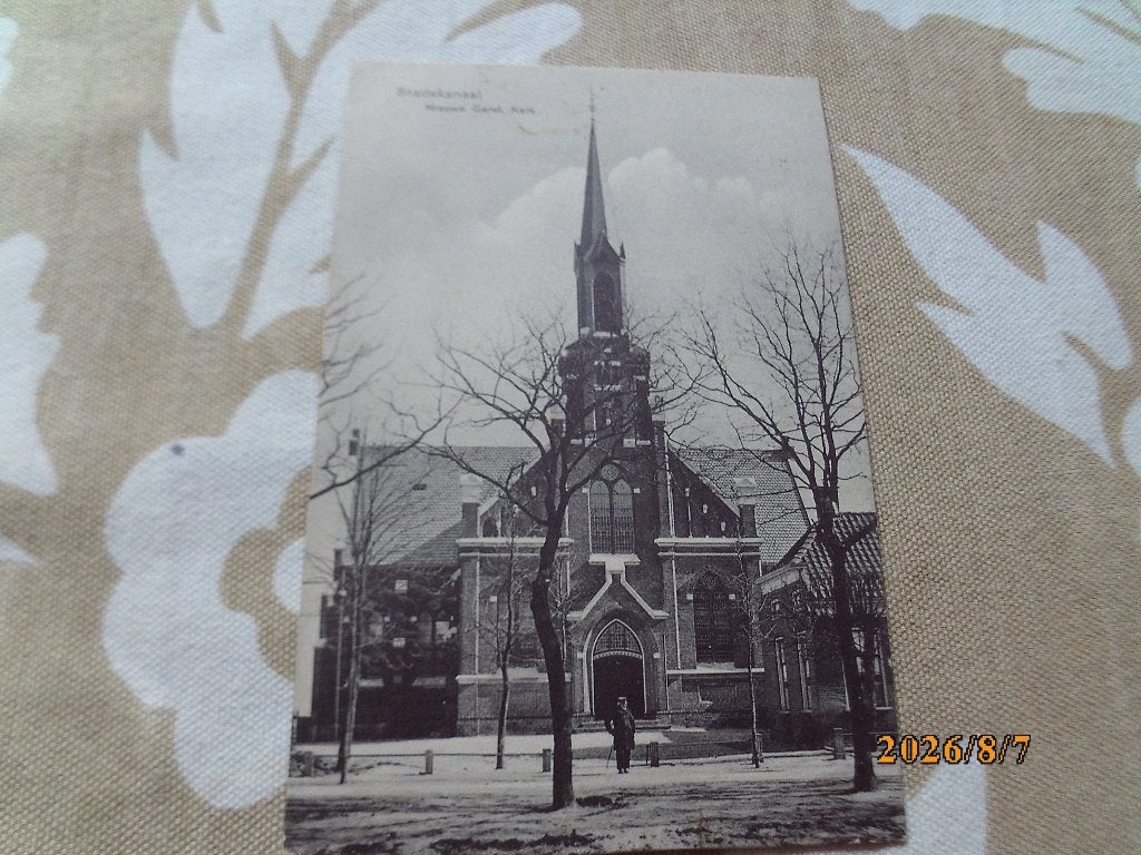 Stadskanaal Nieuwe Gereformeerde Kerk met postzegel 1907, Ophalen of Verzenden, Voor 1920, Groningen