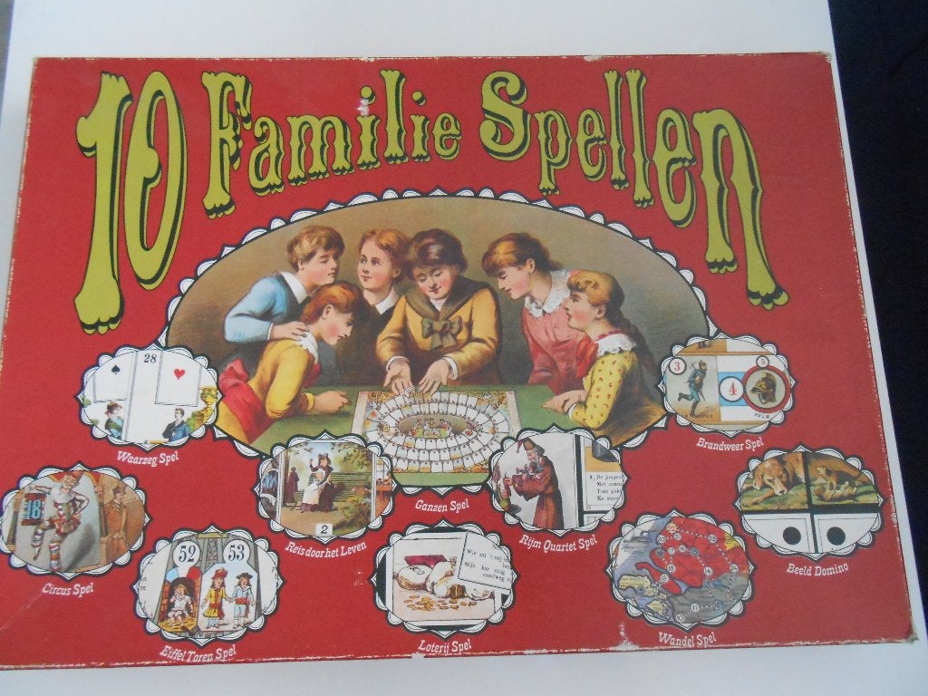 doos met 10 oude familie spellen, Hobby en Vrije tijd, Gezelschapsspellen | Bordspellen, Ophalen, Zo goed als nieuw