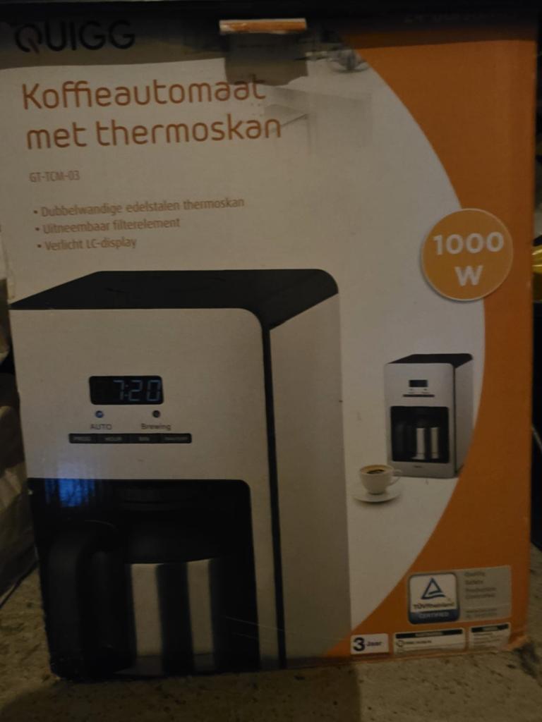 QUIGG Koffieautomaat met thermoskan - 1000W, Witgoed en Apparatuur, Koffiezetapparaten, Afneembaar waterreservoir, 10 kopjes of meer